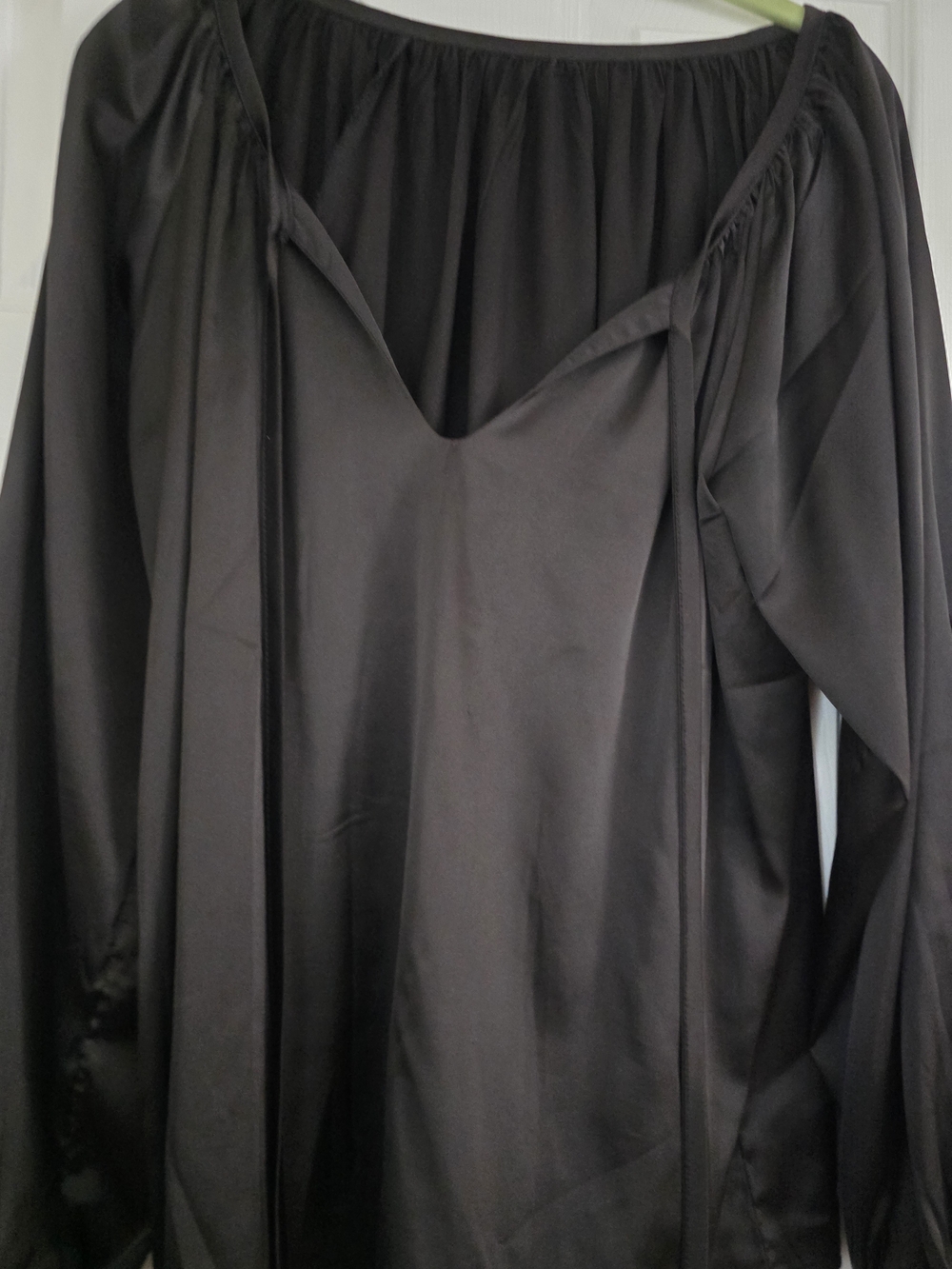 Black Long Sleeve Peasant Blouse